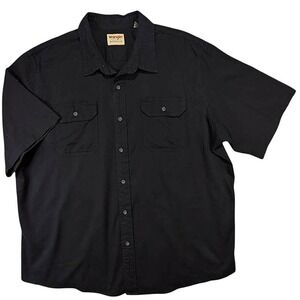 Wrangler Button Up Shirt Mens 2XL Black Western Gothic Americana Workwear Rugged